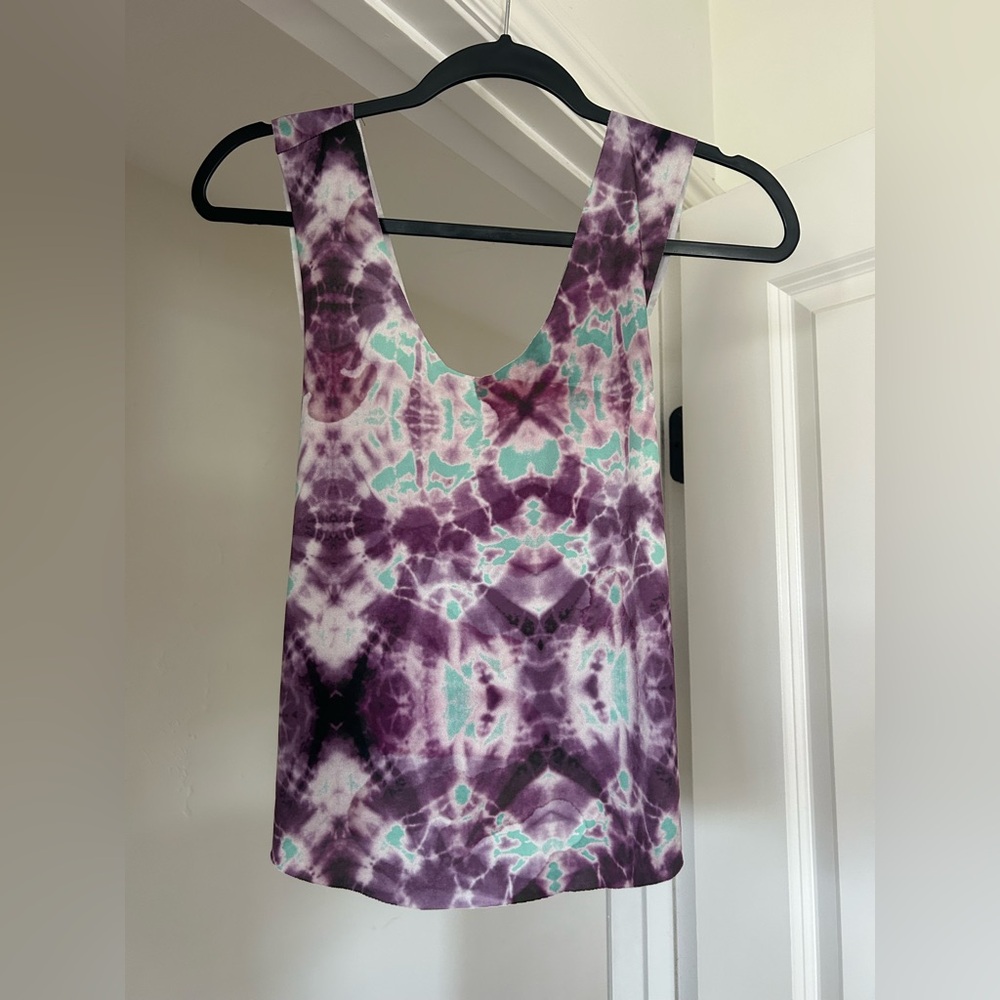 Onzie Purple and Green Tie-Dye Women's cross back top